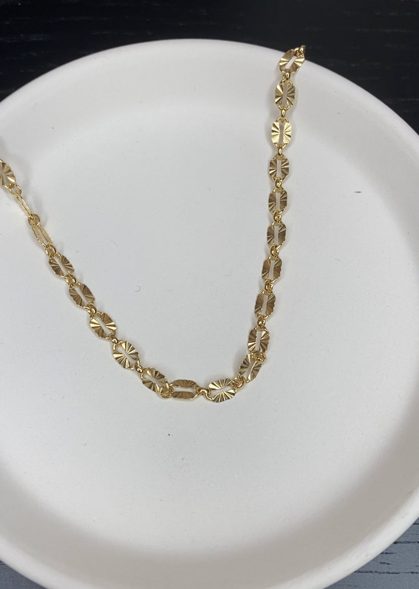 Sunburst Anklet | Reflective Textured Chain Anklet in Gold Filled or Sterling Silver